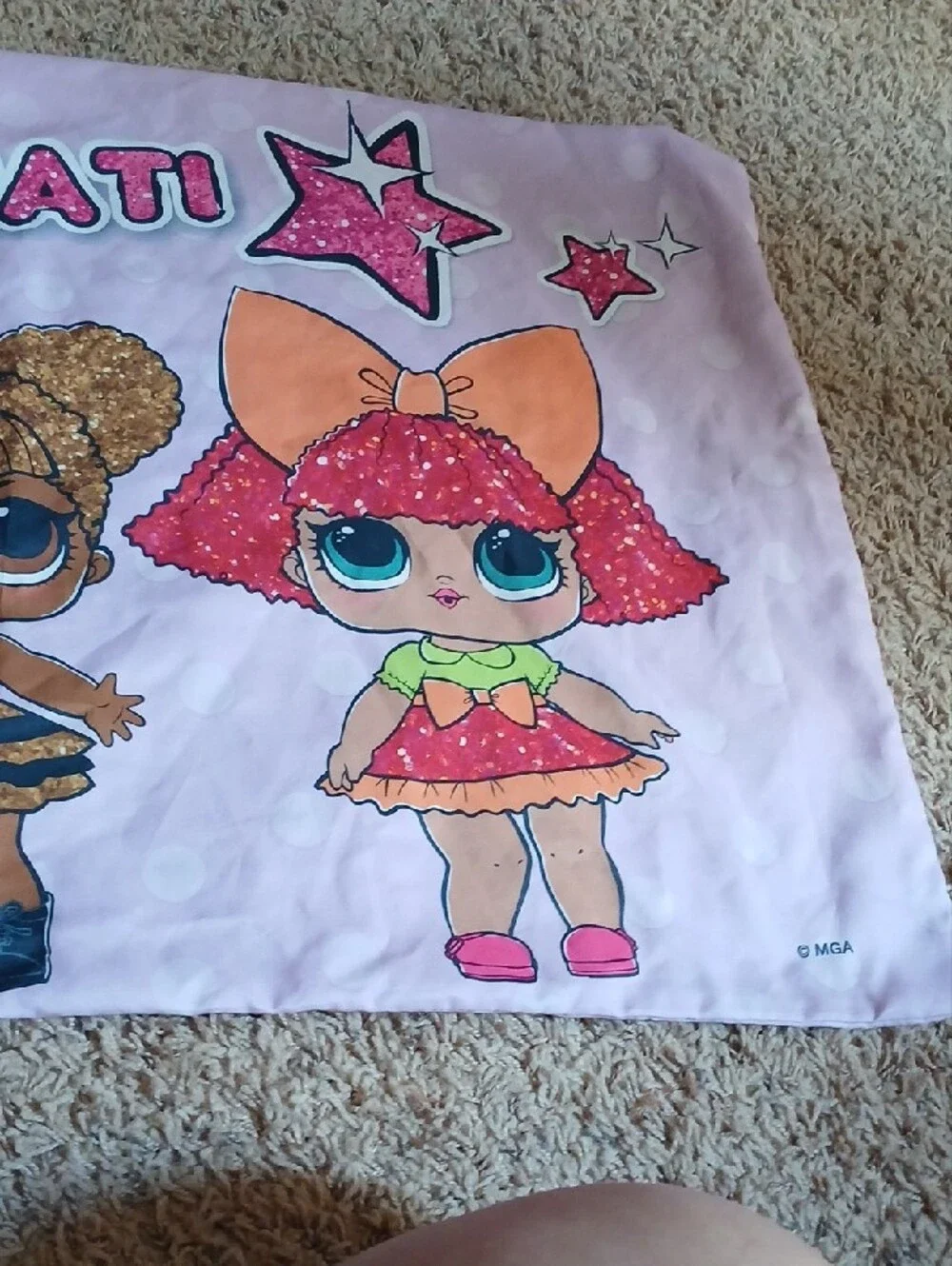 L.O.L. Surprise! Pink and Green Striped Doll Pillowcase